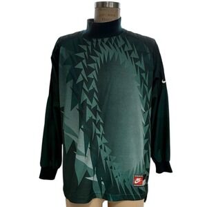 Vintage Nike Long Sleeve Soccer Goalie Jersey Shirt L Dark Green Made in USA